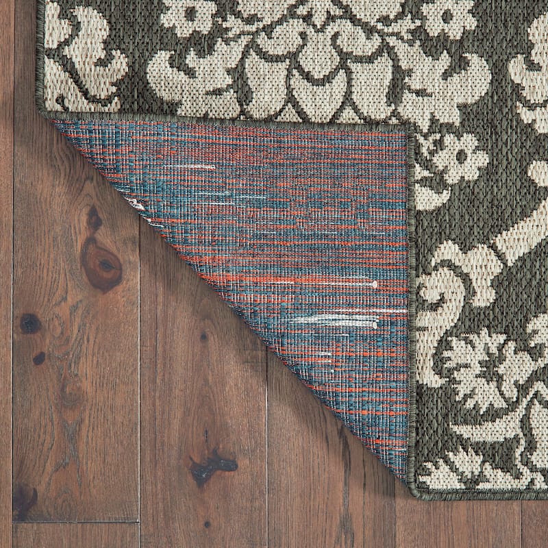 Vista Home Higgins Damask Lattice Grey/ Charcoal Indoor/ Outdoor Area Rug