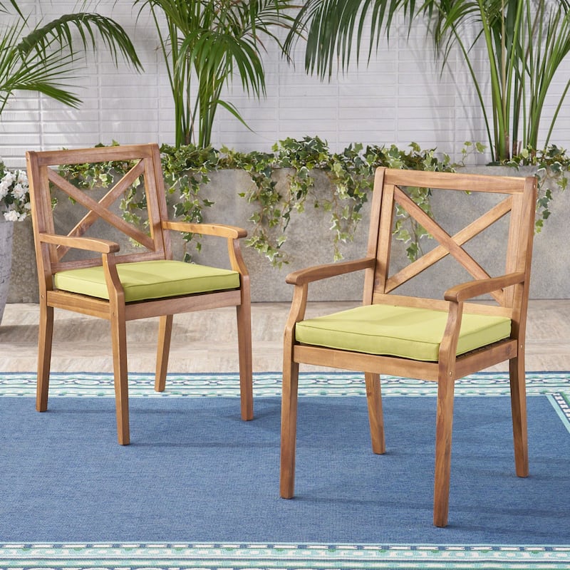 2pcs Dining Chair with with 2 Cushions for Backyard and Garden