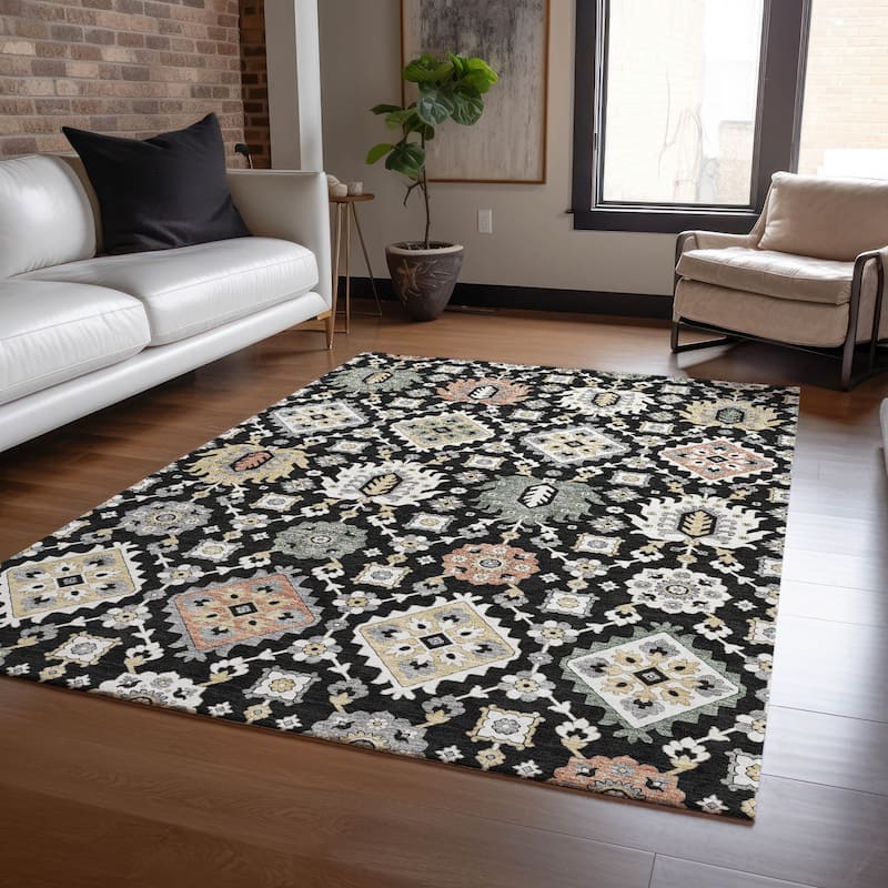 Machine Washable Indoor/Outdoor Boho Global Chantille Rug
