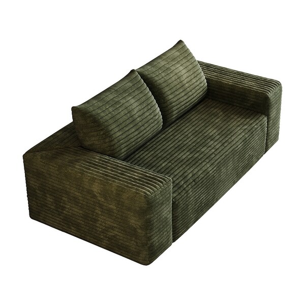 Modular Chenille 2-Seater Loveseat, Square Arms, Space-Saving - On