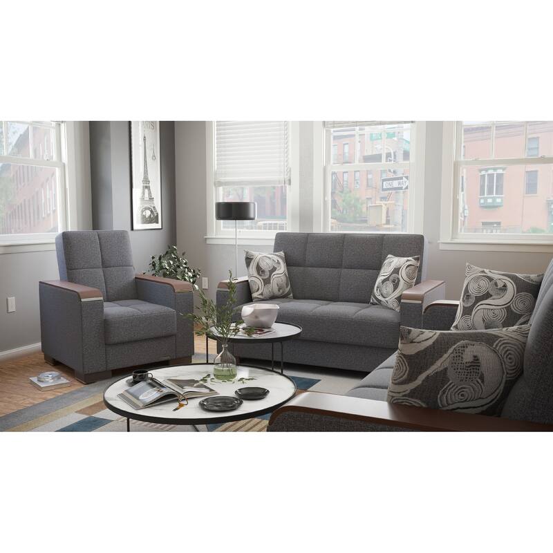Collection Upholstered Convertible Loveseat With Storage