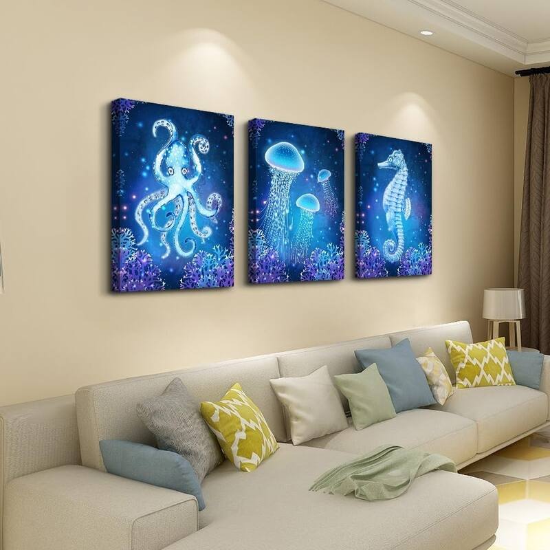 Blue Ocean Animal Seascape Canvas Prints Wall Art
