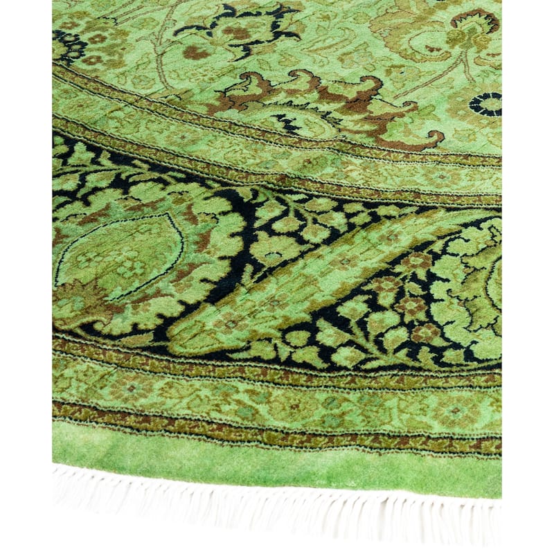 Overdyed One-of-a-Kind Hand-Knotted Area Rug - Green - 9' 1" x 9' 1"