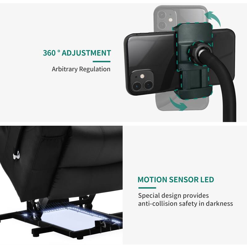 Moasis Faux Leather Reclining Chair Massage with LED and Mobile Phone Holder
