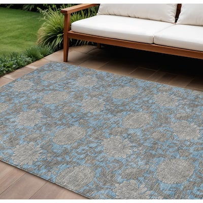 HomeRoots Floral Transitional Rectangle Outdoor Rug