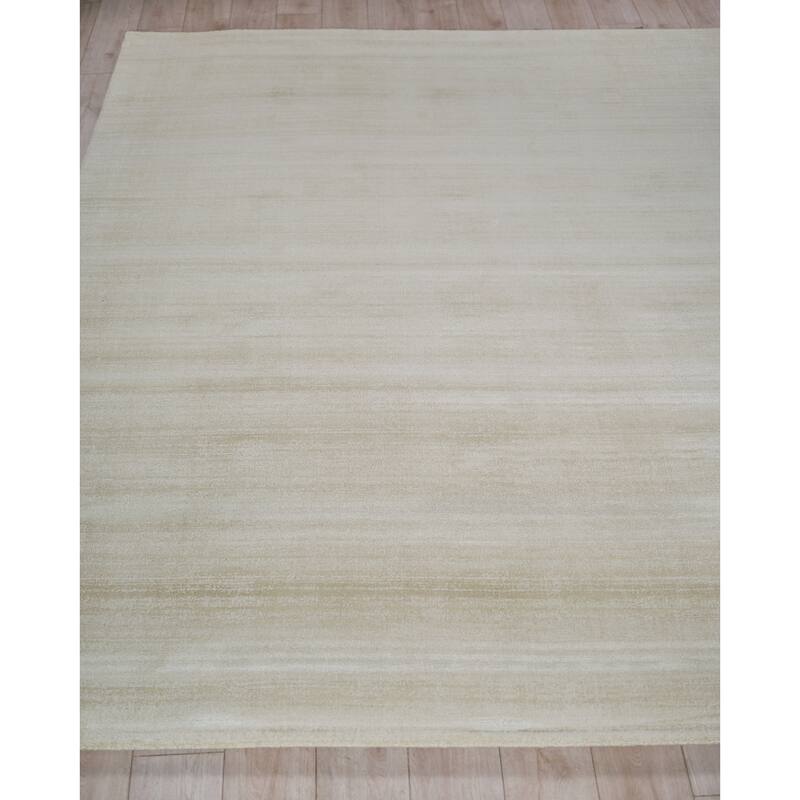 Martelli Modern Handmade Silky Nylon in Light Beige Area Rug