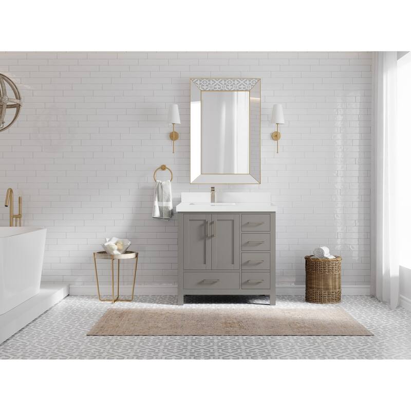 Willow Collections 36 in. W x 22 in. D Malibu Left Offset Sink Bathroom Vanity with Countertop