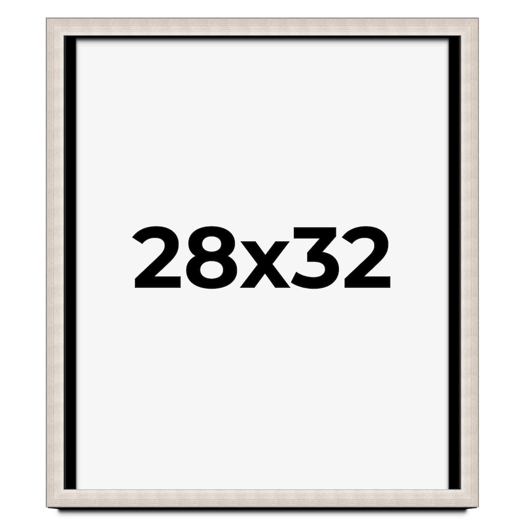 28x32 Shadow Box Frame Silver Real Wood Contemporary Shadowbox Display Frame UV Acrylic Front Acid Free Backing and Hardware