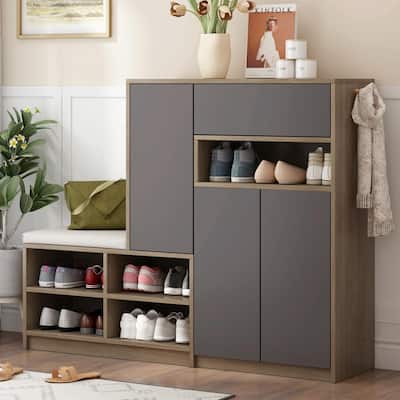 Multi-functional Shoe Storage Bench with Padded Seat