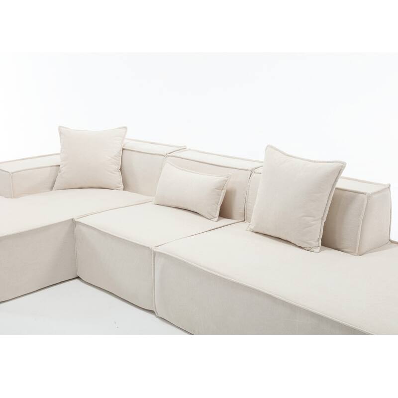 129.50" Boneless Cloud Sectional Couch with L-Shape Chaise, Modular Sofa with Deep Seat, Sectional Couches for Living Room