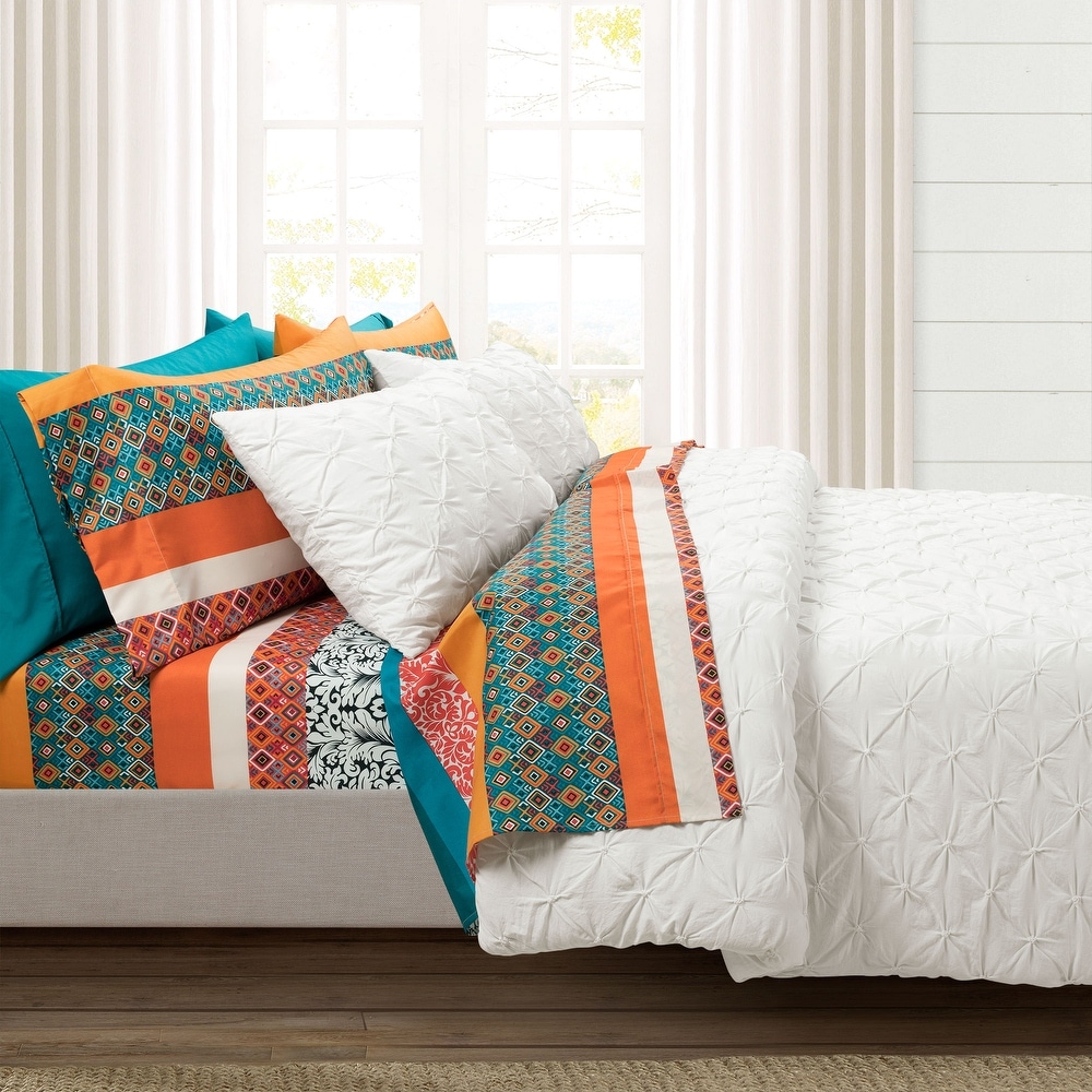 Orange Striped Bed Sheets and 