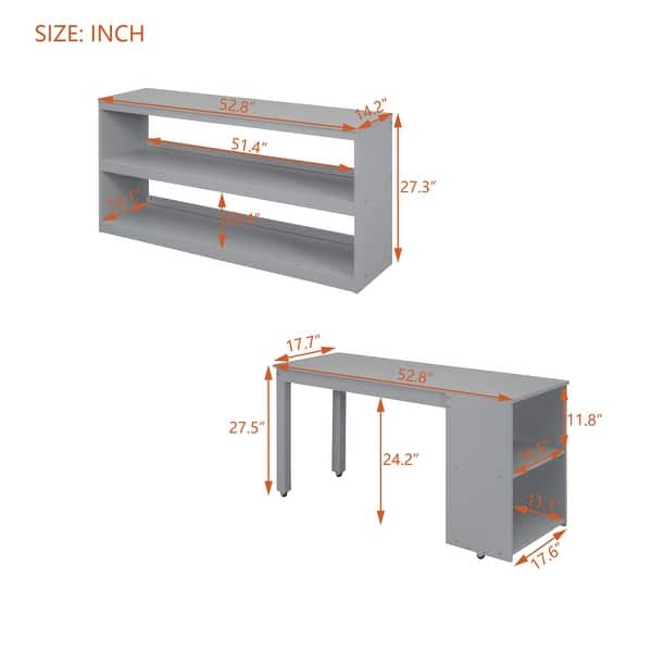 dimension image slide 4 of 6, Artsy Full Size Loft Bed with Retractable Writing Desk and 3 Drawers, Wooden Loft Bed with Storage Stairs and Shelves, Espresso