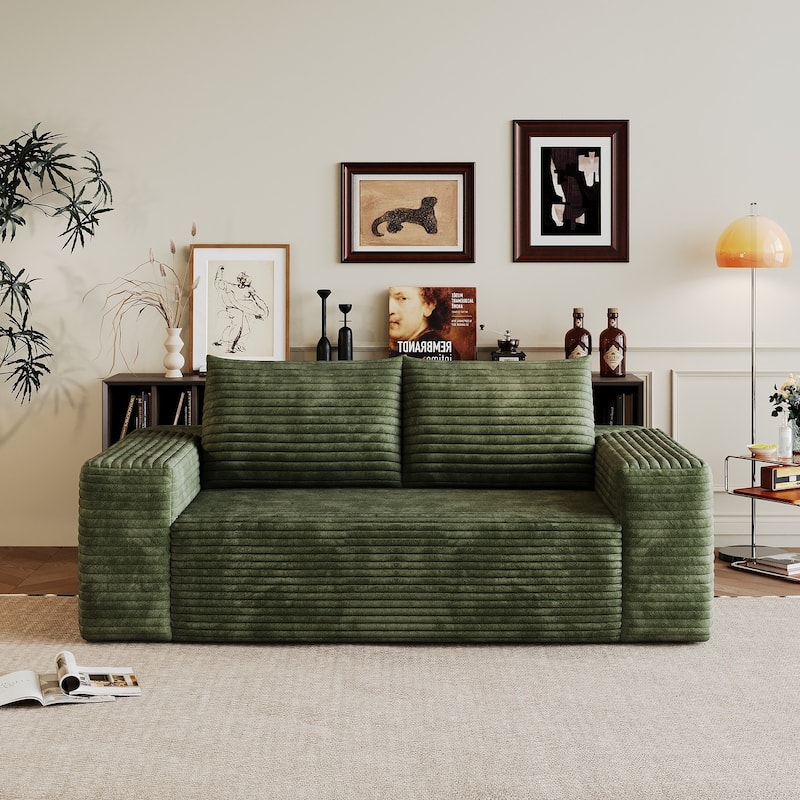 Sofa 63-in Casual 2 seater Loveseat - 8' x 10' - Green - Symmetrical