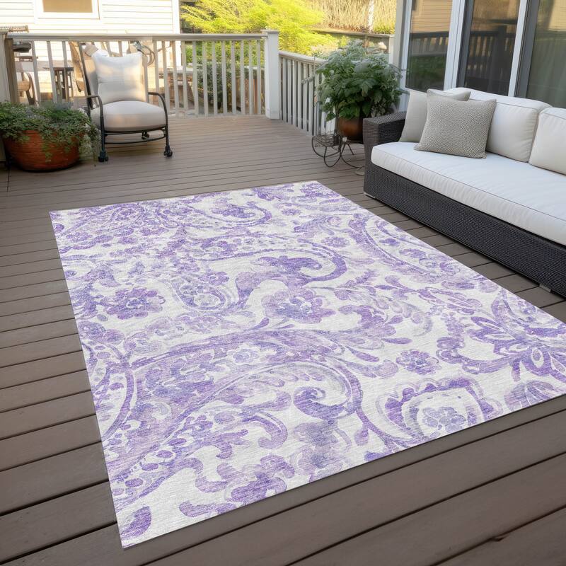 Machine Washable Indoor/ Outdoor Chantille Traditional Scroll Rug