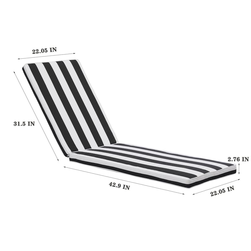 GDFStudio Bula Outdoor Chaise Lounge Cushion with Removable Cover (Set of 2)-ONLY CUSHION - 74.41" x 22.05"