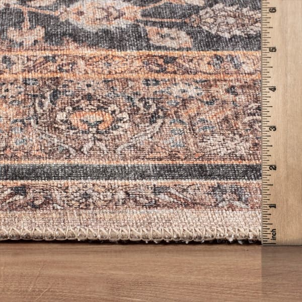 dimension image slide 2 of 27, Traditional Flat Pile Washable Rug – Pet Friendly, Non-Slip, Ideal for Living Room, Entryway, or Bedroom