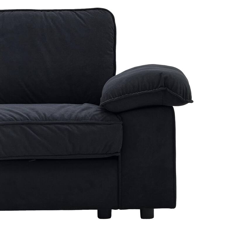 Roomfitters Modern Overstuffed Upholstered Sofa with Hidden Storage and Padded Arms, Comfy Loveseat for Small Space