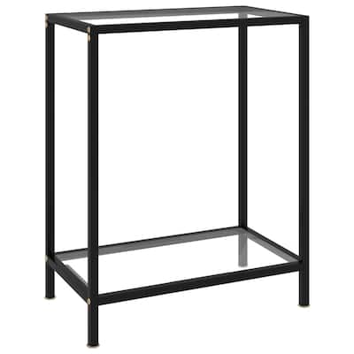 vidaXL Console Table Transparent 23.6"x13.8"x29.5" Tempered Glass - 23.6" x 13.8" x 29.5"