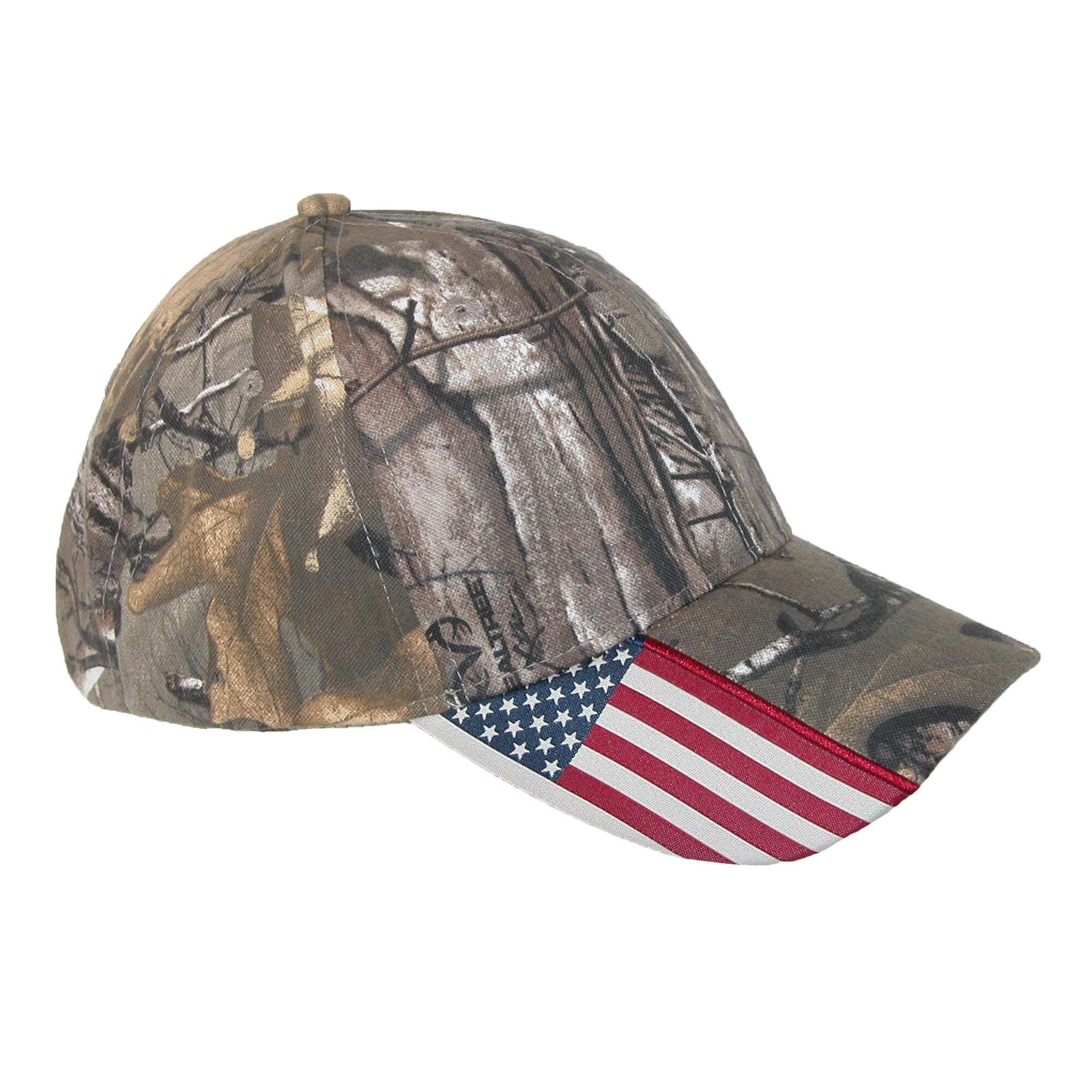 camo ball cap with american flag