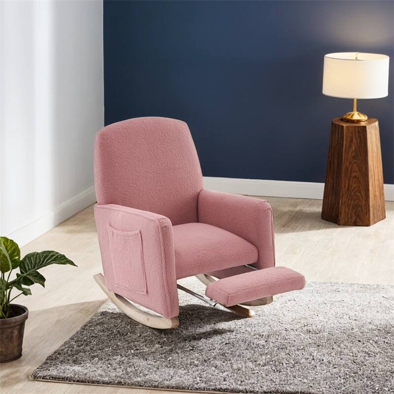 Teddy Fabric Nursery Rocking Chair With Adjustable Footrest