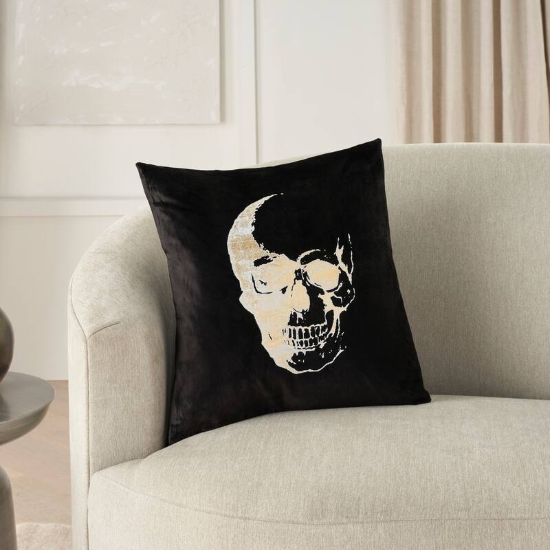 Mina Victory Metallic Skull Throw Pillow