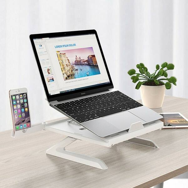 Shop Adjustable Laptop Desk Stand With Phone Holder White 1pc Overstock 31411538
