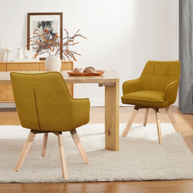 Art Leon Swivel Fabric Dining Arm Chair (Set of 2)