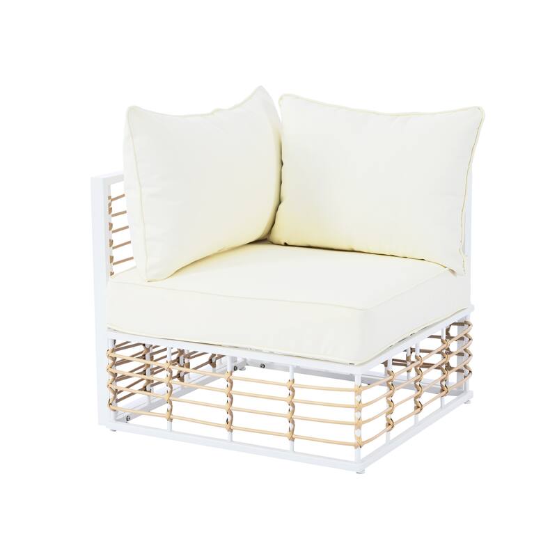 7-Piece Outdoor Metal Modular Sectional Sofa Set with Coffee Table and Chairs, Free Combination