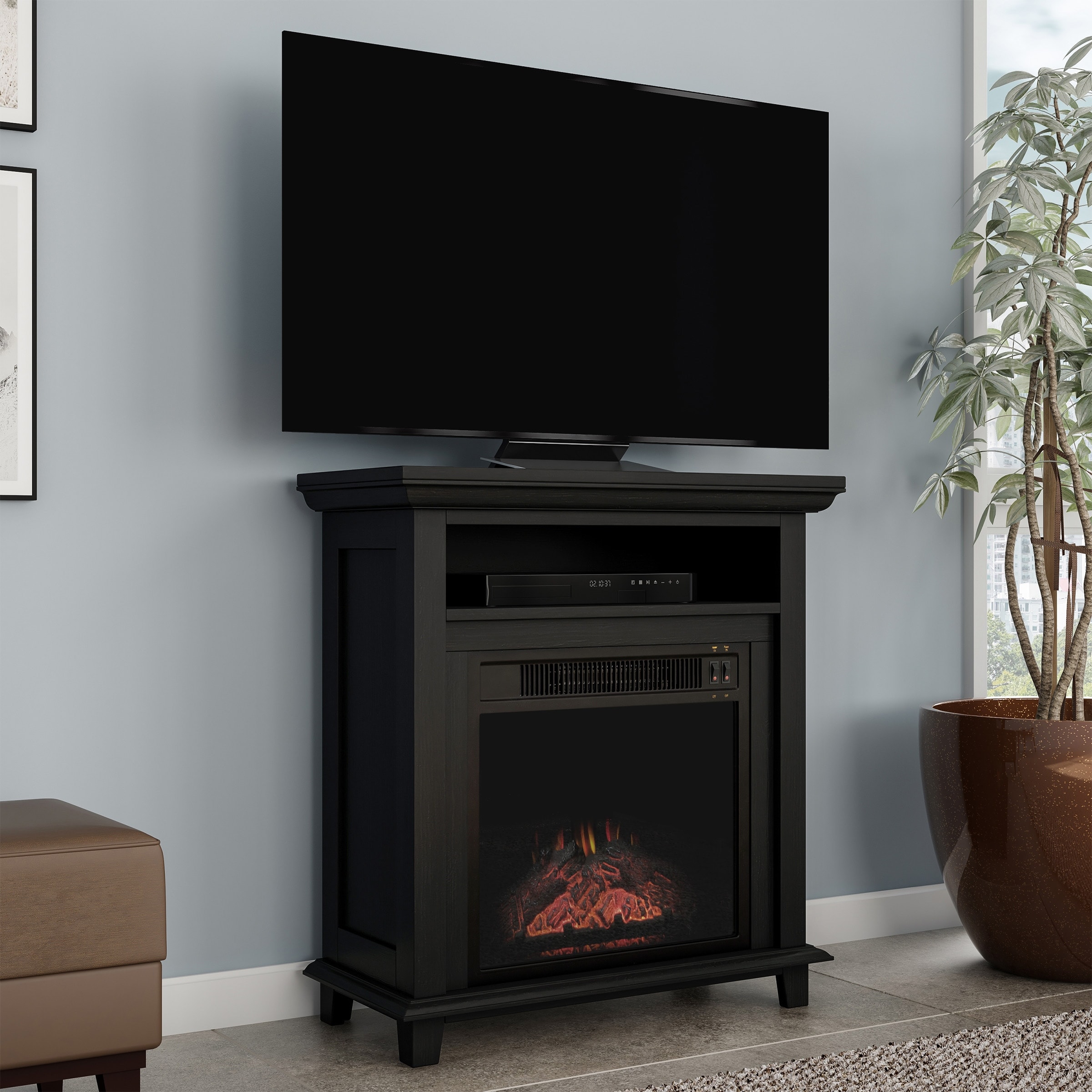 Shop Copper Grove Siavonga Electric Fireplace Tv Stand With Faux
