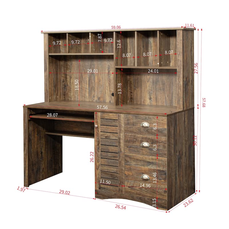 60“ L Shaped Desk with Hutch and Storage Computer Desk Office Desk