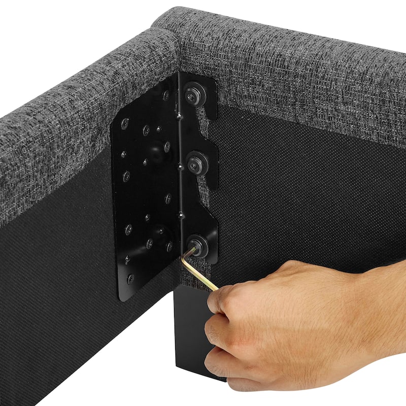 Bridgevine Home Tall Granite Dark Grey Square Headboard Upholstered Platform Bed