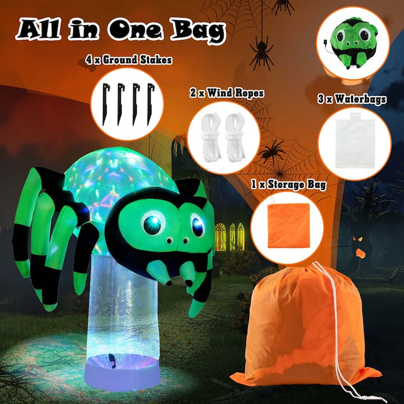 Costway 6 ft Halloween Inflatable Spider Pre-Lit Floating Spider - See Details