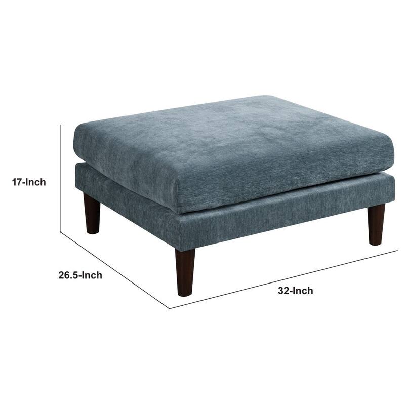 32 Inch Modular Ottoman, Box Cushion Seat, Wood Legs