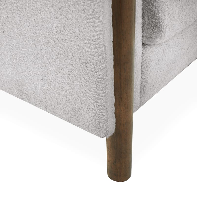 Christopher Knight Home Rowan Accent Chair Curved Handrails Single Sofa with Walnut Legs