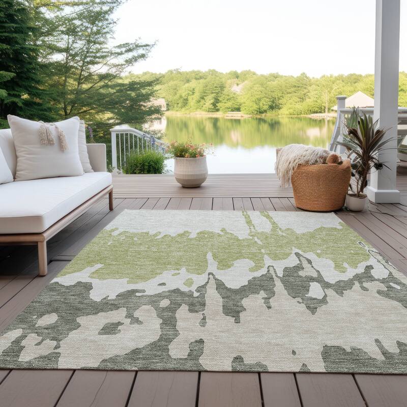 Machine Washable Indoor/ Outdoor Modern Abstract Chantille Rug
