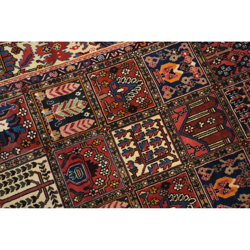 Hand Knotted Oriental 100% Wool Carpet Traditional Geometric Multi-Colored Bakhtiari Area Rug - 9' 1'' X 7' 0''