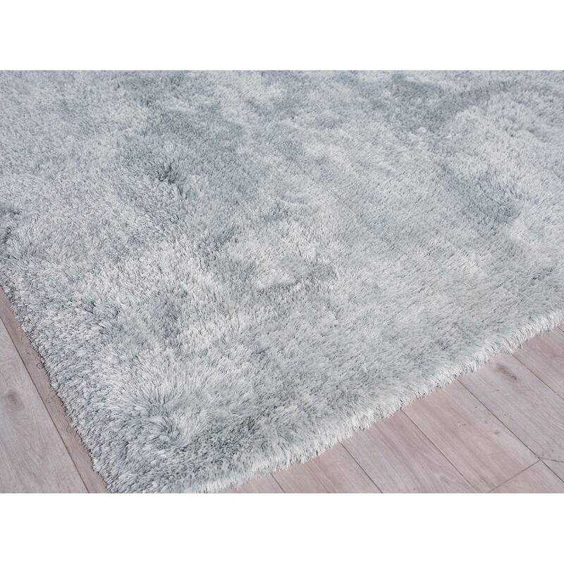 Exquisite Rugs Sumo Shag Handmade Handloomed Polyester/Microfiber Light Blue Area Rug