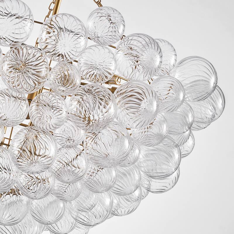 Gold Bubble Ball Chandelier, LED Pendant Light with Glass Globes