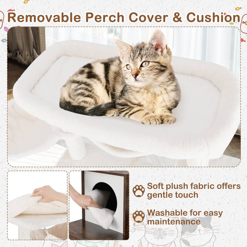 Gymax 59 inch Cat Tree w/ Litter Box Enclosure w/ Hidden Washroom