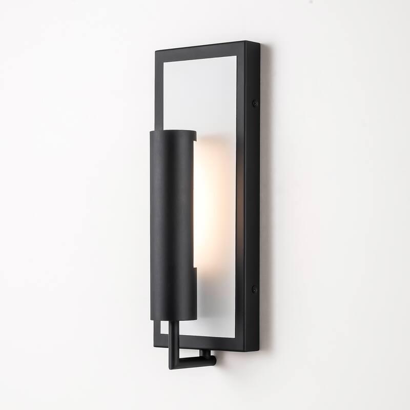1-Light Modern Black Wall Lights Rectangular Integrated LED Outdoor Wall Sconce Lantern Light - 5 in. W x 13.9 in. H x 3.5 in. D