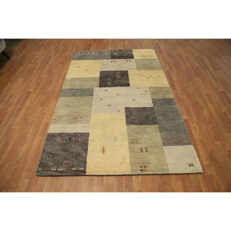 Hand Knotted Oriental 100% Wool Carpet Tribal Modern Multi-Colored Gabbeh Area Rug - 7' 6'' X 4' 11''