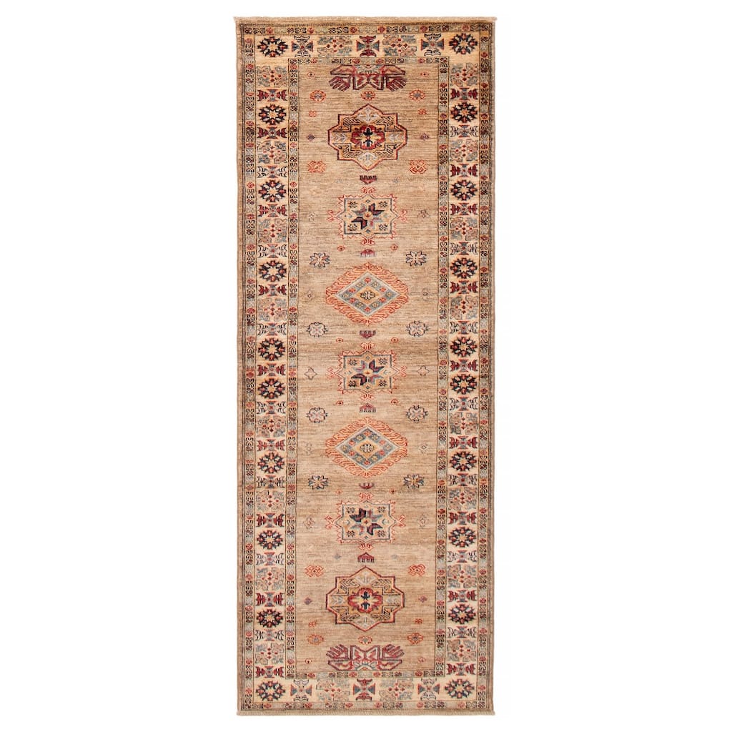 ECARPETGALLERY Hand-knotted Aryana Khaki Wool Rug - 2'11 x 7'11