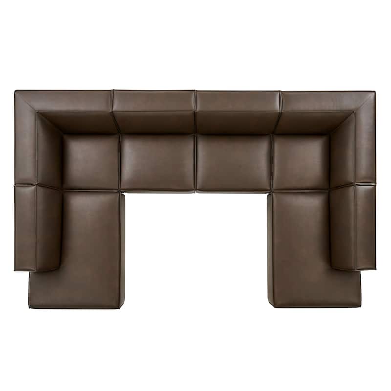Restore 6-Piece Vegan Leather U-Shaped Armless Sectional Sofa