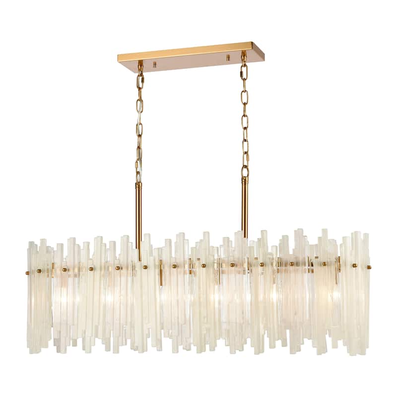 Elk Home Brinicle Aged Brass With White Glass 6 Light Chandelier