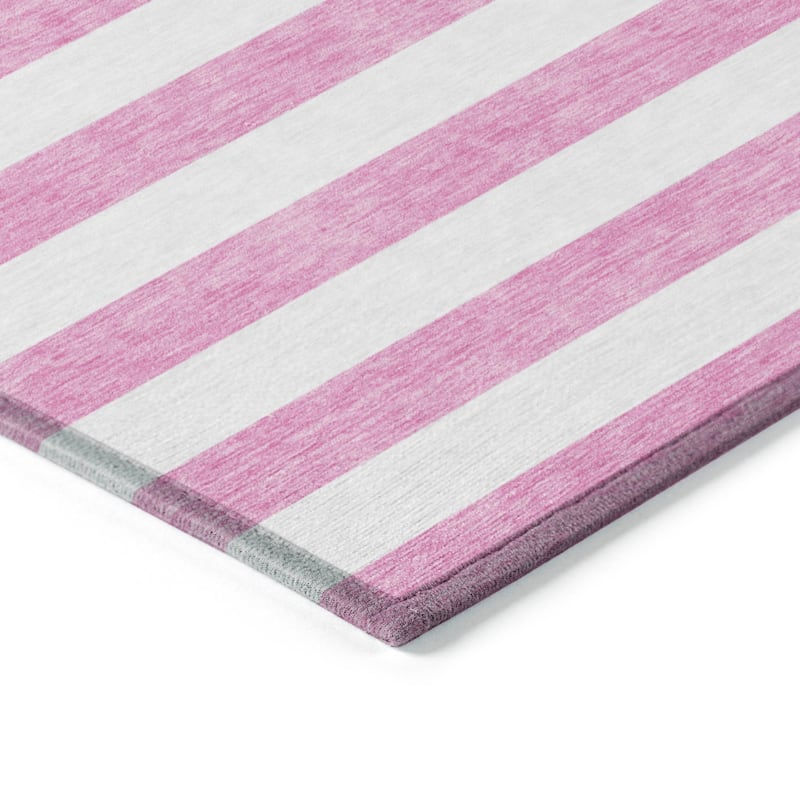 Machine Washable Indoor/ Outdoor Cabana Striped Chantille Rug