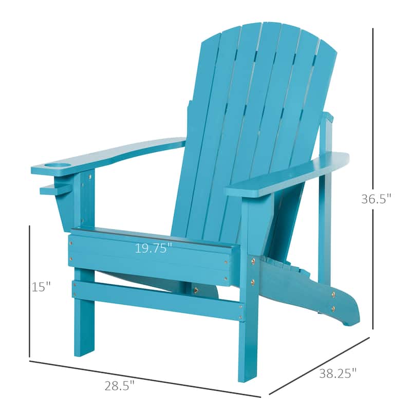 Outsunny Oversized Fir Wood Adirondack Chair with Cup Holder