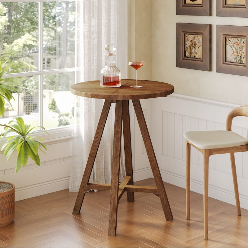 Solid Wood Bar Table, 31.5" Round Pub Bistro Table