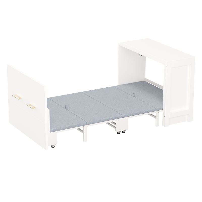 Twin Size Murphy Cabinet Bed with Adjustable Position Desk