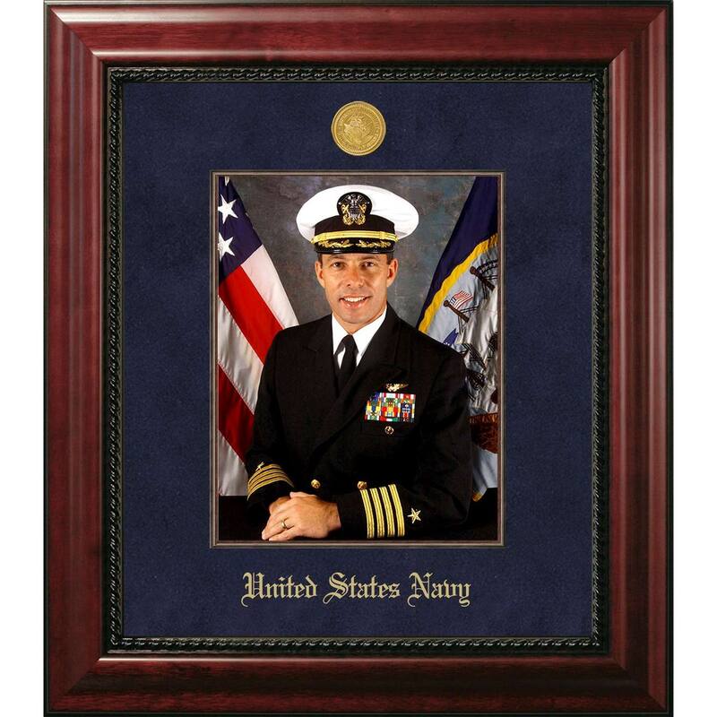 Patriot Frames Navy 8x10 Portrait Executive Frame with Gold Medallion