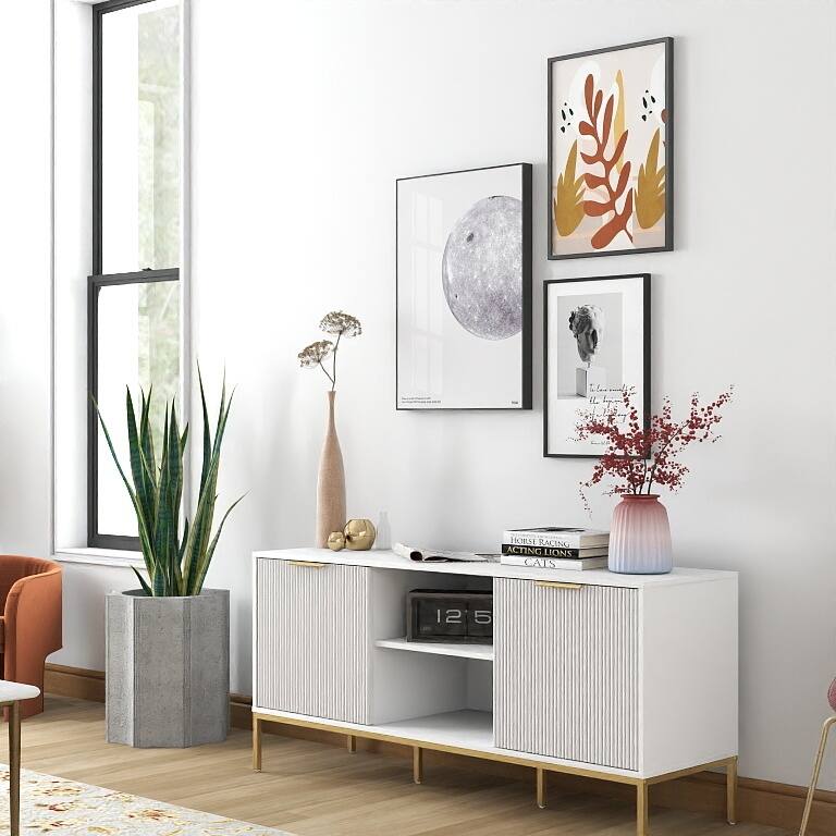 Modern TV Stand with Open Shelf & Adjustable Shelf